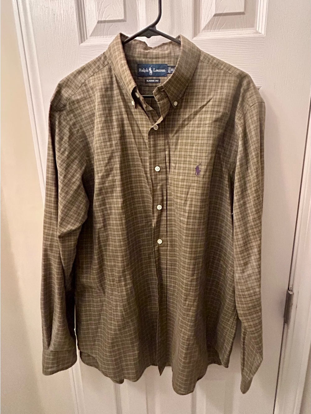 Ralph Lauren Olive Green Plaid Button-Down Shirt